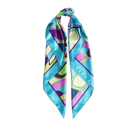 Women'S Satin Silk like Floral Head Square Scarves, 2 Piece