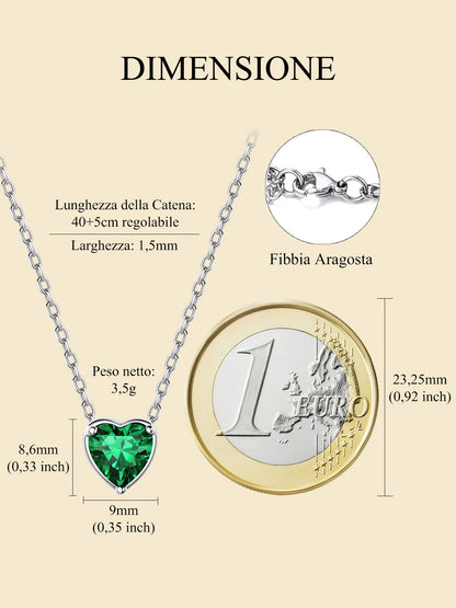 Silver Necklace 925 Sterling Silver Birthstone Love Heart Necklace Valentine'S Day Gift for Her