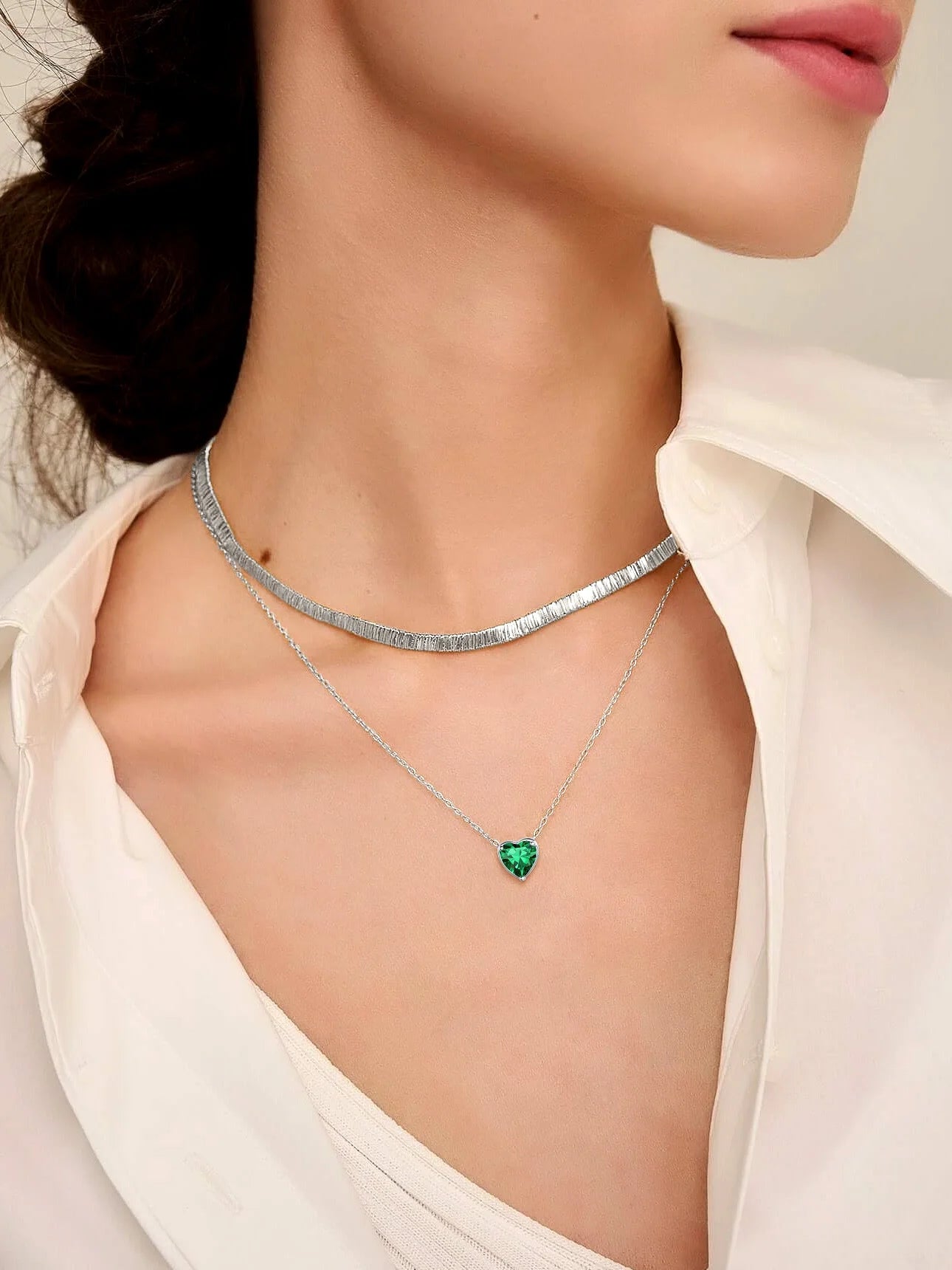 Silver Necklace 925 Sterling Silver Birthstone Love Heart Necklace Valentine'S Day Gift for Her
