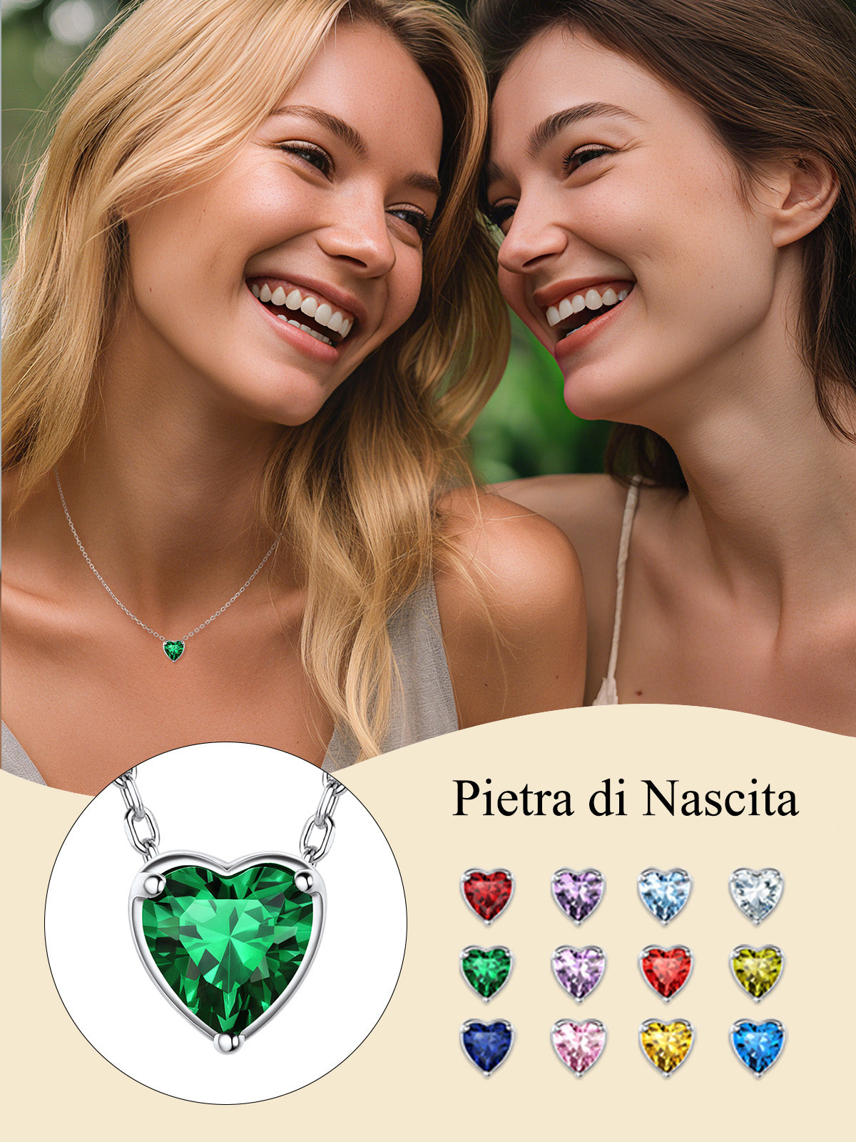 Silver Necklace 925 Sterling Silver Birthstone Love Heart Necklace Valentine'S Day Gift for Her